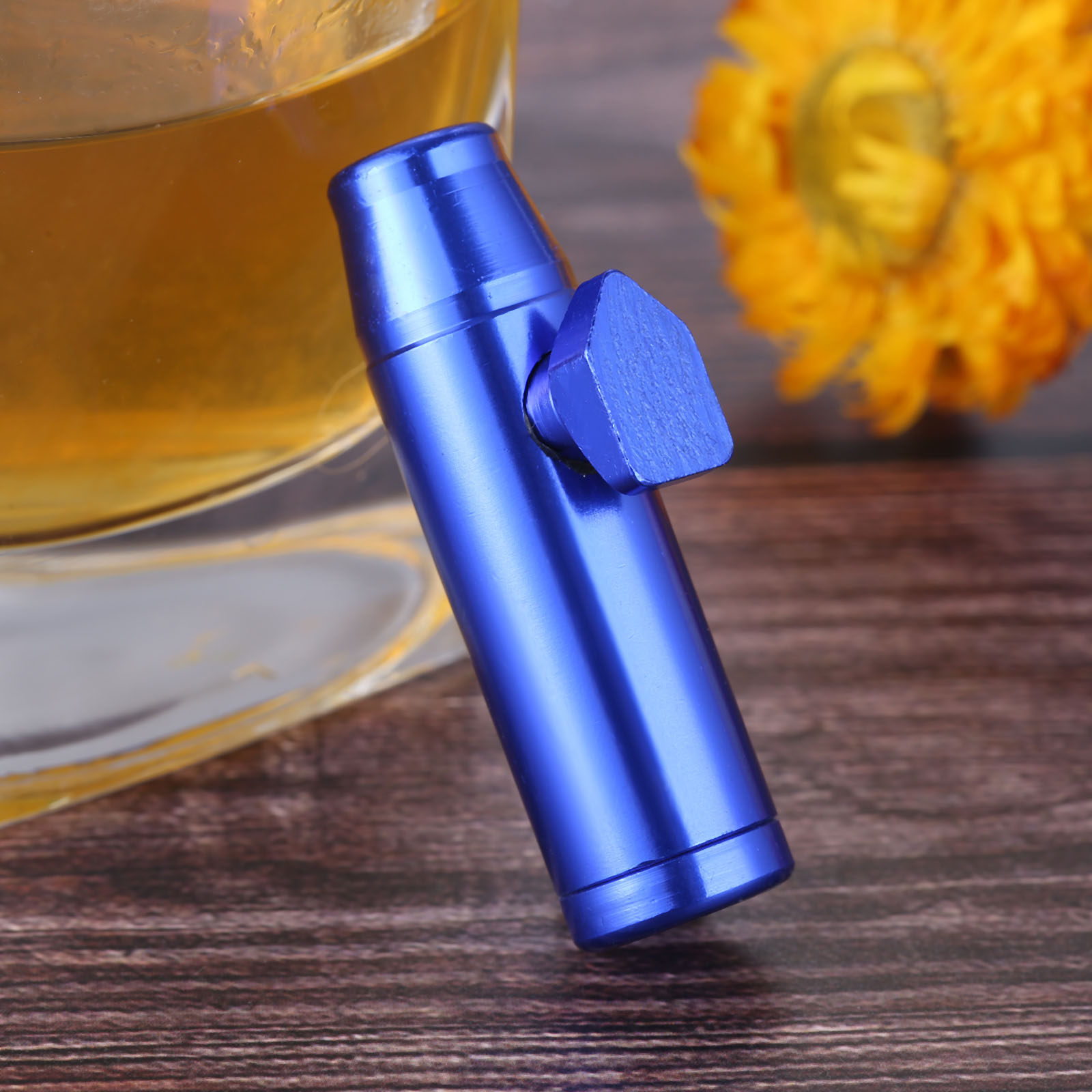 Blue Portable Metal Dispenser Tobacco Herb Powder Container Sniffer Tool  Gift